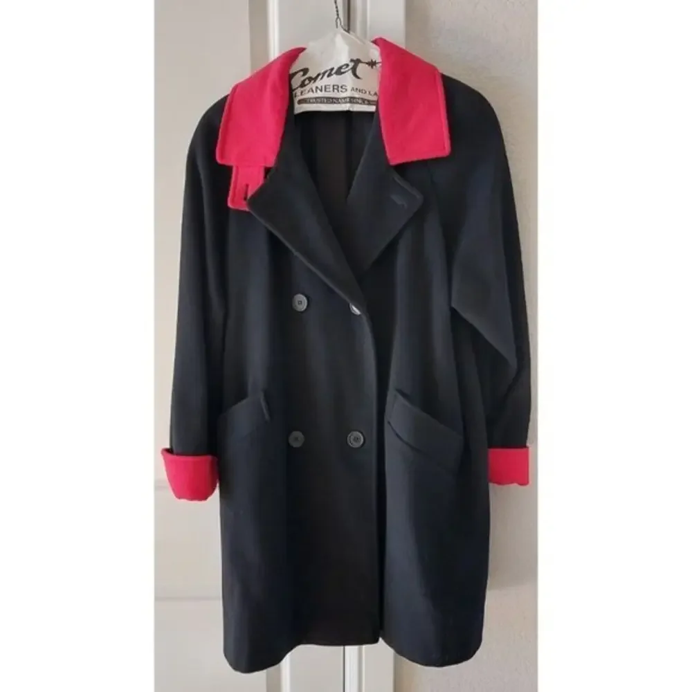 Black/Red Charles Klein Wool Maternity Peacoat‎ , Size Medium Never Worn